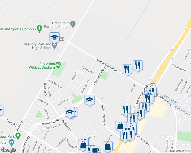 map of restaurants, bars, coffee shops, grocery stores, and more near 2335 Memorial Parkway in Portland