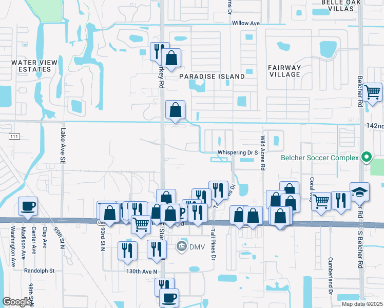 map of restaurants, bars, coffee shops, grocery stores, and more near 8790 Christie Drive in Largo