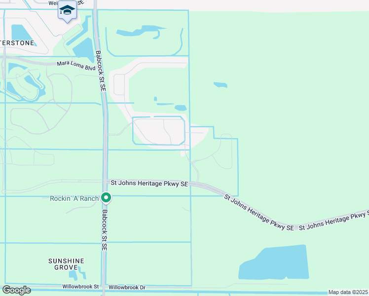 map of restaurants, bars, coffee shops, grocery stores, and more near 9105 Babcock Street Southeast in Palm Bay