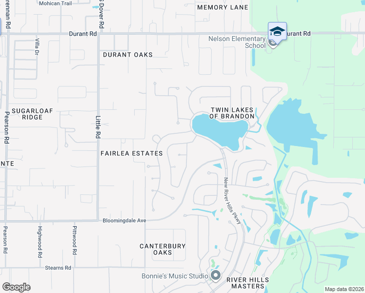 map of restaurants, bars, coffee shops, grocery stores, and more near 3020 Beaver Pond Trail in Valrico