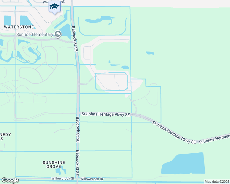 map of restaurants, bars, coffee shops, grocery stores, and more near 9105 Babcock Street Southeast in Palm Bay