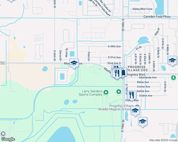 map of restaurants, bars, coffee shops, grocery stores, and more near 7001-7233 County Road 676A in Tampa