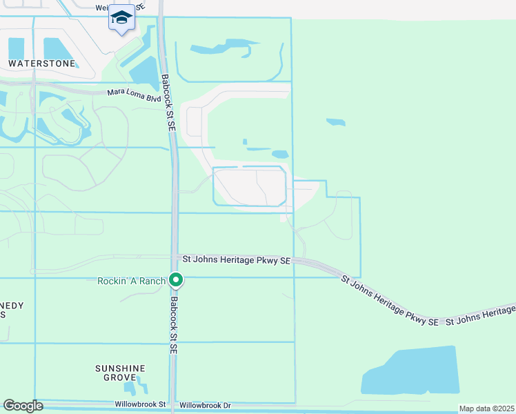 map of restaurants, bars, coffee shops, grocery stores, and more near 9105 Babcock Street Southeast in Palm Bay
