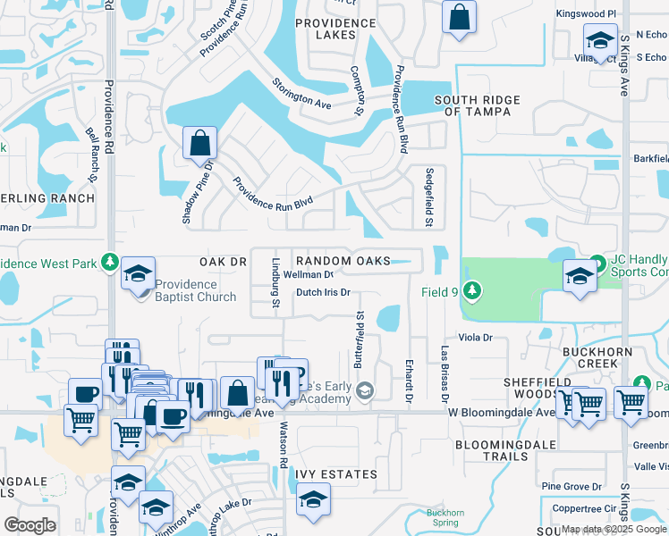 map of restaurants, bars, coffee shops, grocery stores, and more near 5406 Bieriot Place in Riverview