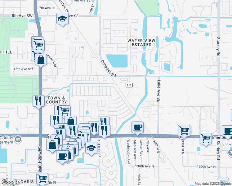 map of restaurants, bars, coffee shops, grocery stores, and more near Basket Oak Blvd in Largo