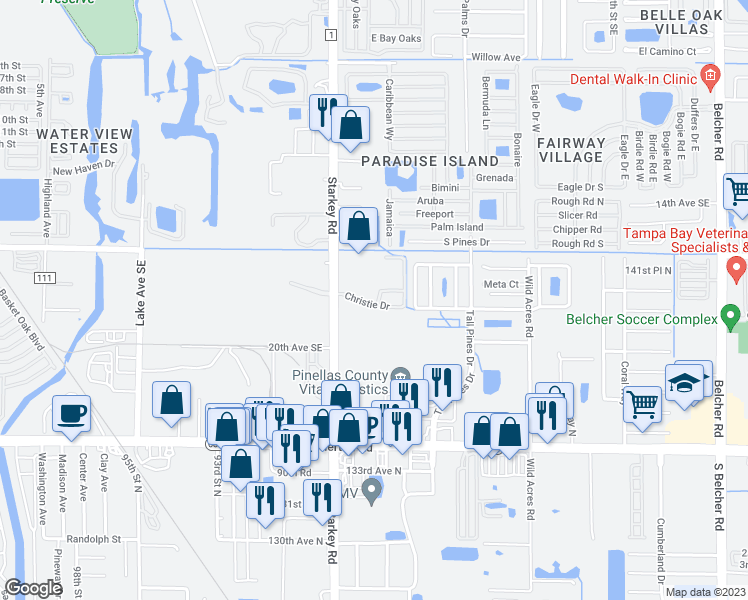 map of restaurants, bars, coffee shops, grocery stores, and more near 13903 Abbey Lane in Largo