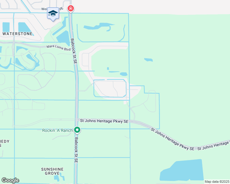 map of restaurants, bars, coffee shops, grocery stores, and more near 9105 Babcock Street Southeast in Palm Bay