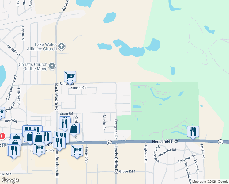 map of restaurants, bars, coffee shops, grocery stores, and more near 2524 Tall Palm Avenue in Lake Wales