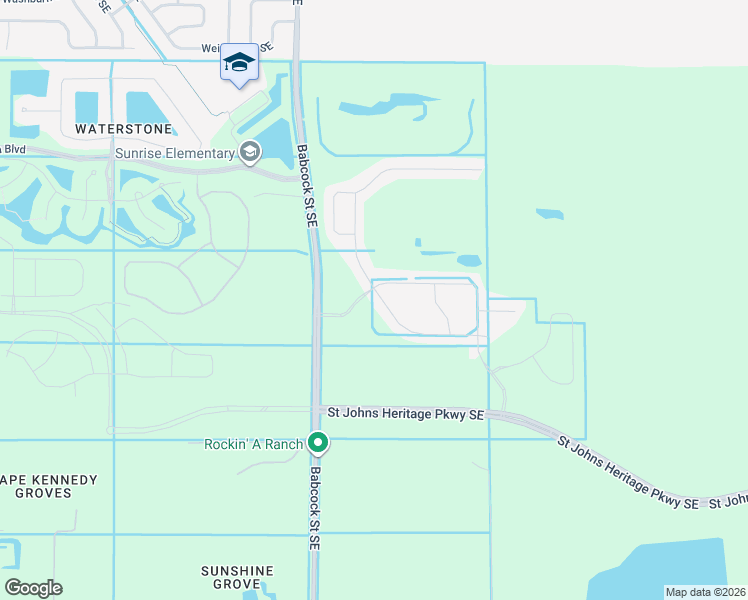 map of restaurants, bars, coffee shops, grocery stores, and more near 9097 Babcock Street Southeast in Palm Bay