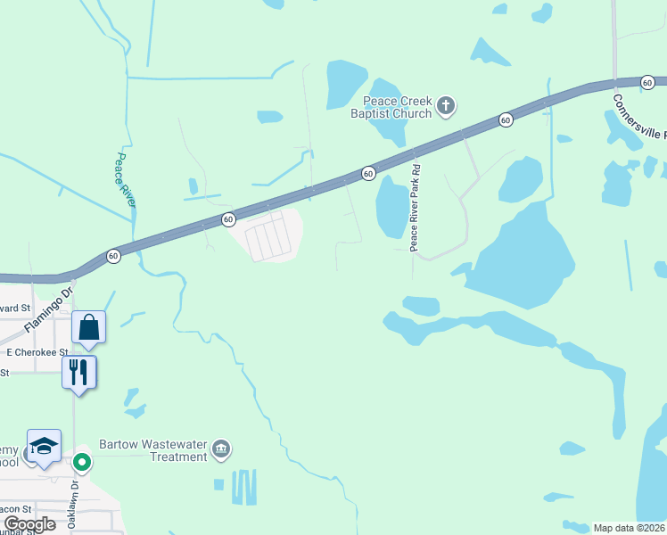map of restaurants, bars, coffee shops, grocery stores, and more near 595 Moose Club Road in Bartow