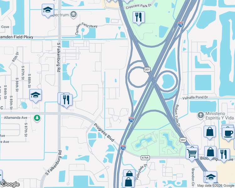 map of restaurants, bars, coffee shops, grocery stores, and more near 5010 Wabash Place in Riverview