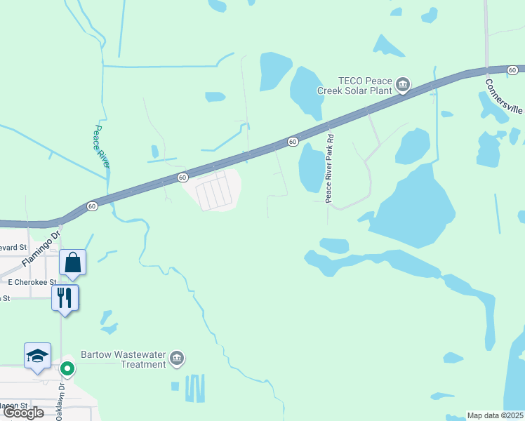 map of restaurants, bars, coffee shops, grocery stores, and more near 595 Moose Club Road in Bartow