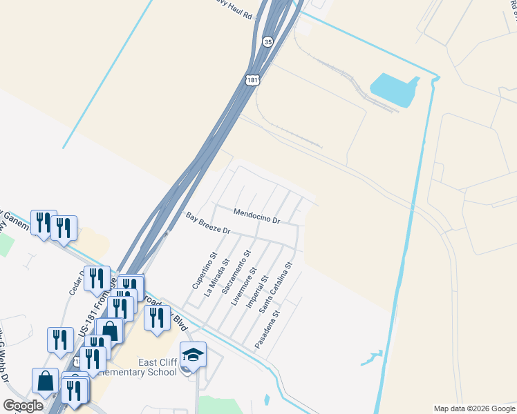 map of restaurants, bars, coffee shops, grocery stores, and more near 1403 Sacramento Street in Portland