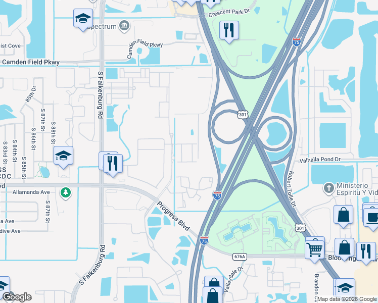 map of restaurants, bars, coffee shops, grocery stores, and more near 5010 Wabash Place in Riverview