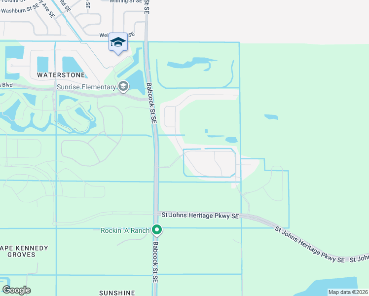 map of restaurants, bars, coffee shops, grocery stores, and more near 9097 Babcock Street Southeast in Palm Bay