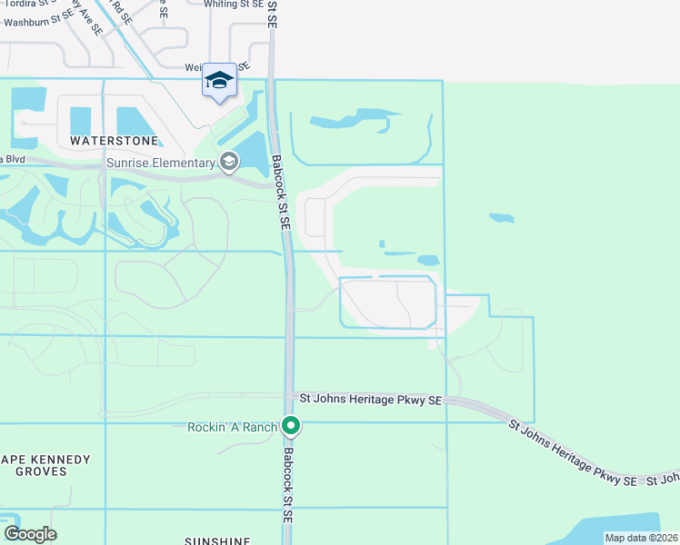 map of restaurants, bars, coffee shops, grocery stores, and more near 9097 Babcock Street Southeast in Palm Bay