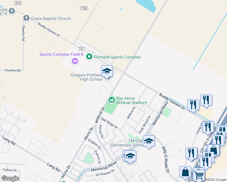 map of restaurants, bars, coffee shops, grocery stores, and more near 4601 Wildcat Drive in Portland