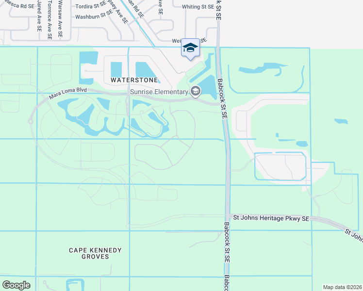 map of restaurants, bars, coffee shops, grocery stores, and more near 3595 Plume Way in Palm Bay