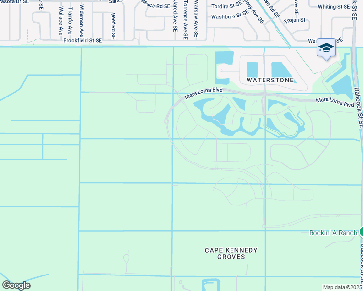 map of restaurants, bars, coffee shops, grocery stores, and more near 3484 Hyperion Way Southeast in Palm Bay