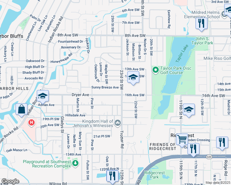 map of restaurants, bars, coffee shops, grocery stores, and more near 1536 Trotter Road in Largo
