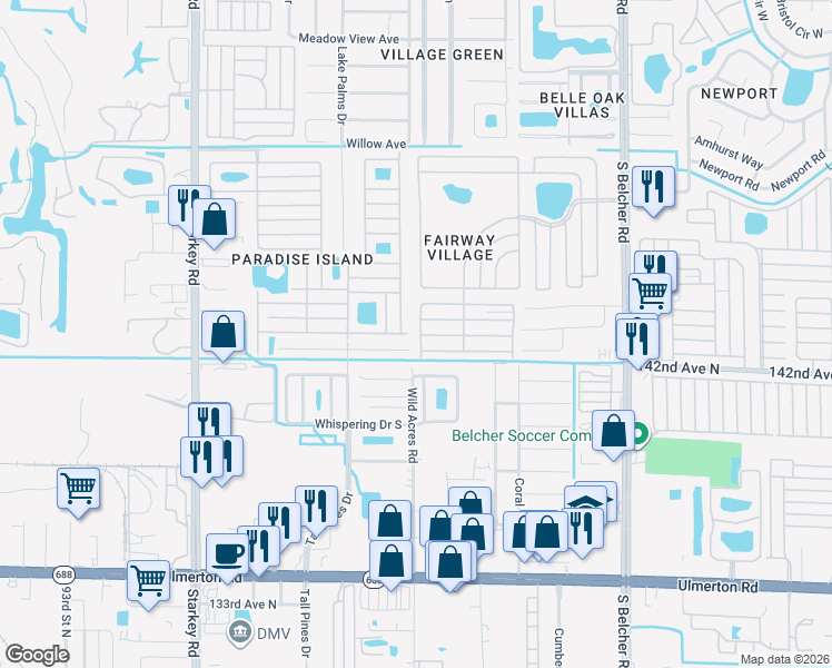 map of restaurants, bars, coffee shops, grocery stores, and more near 634-699 Slicer Road in Largo