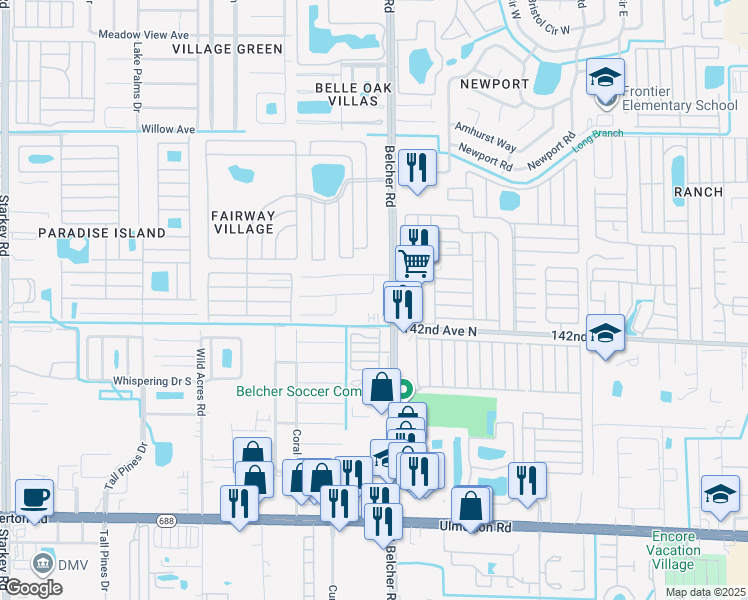 map of restaurants, bars, coffee shops, grocery stores, and more near 3928 15th Avenue Southeast in Largo