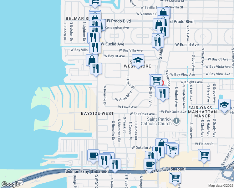map of restaurants, bars, coffee shops, grocery stores, and more near 4720 West Wallcraft Avenue in Tampa