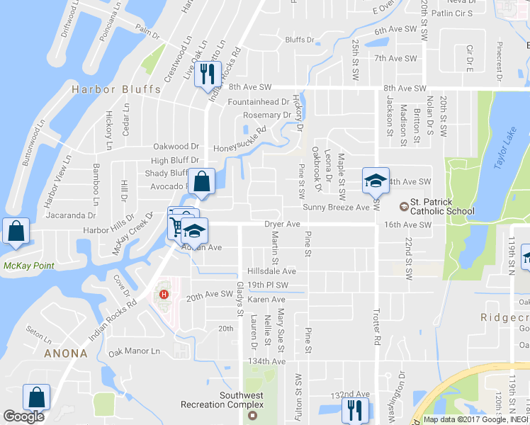 map of restaurants, bars, coffee shops, grocery stores, and more near 3115 Dryer Avenue in Largo