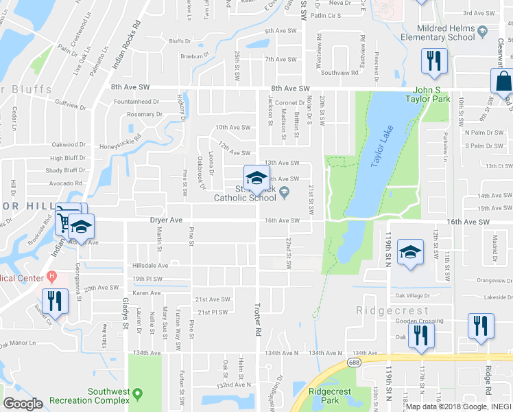 map of restaurants, bars, coffee shops, grocery stores, and more near 1536 Trotter Road in Largo