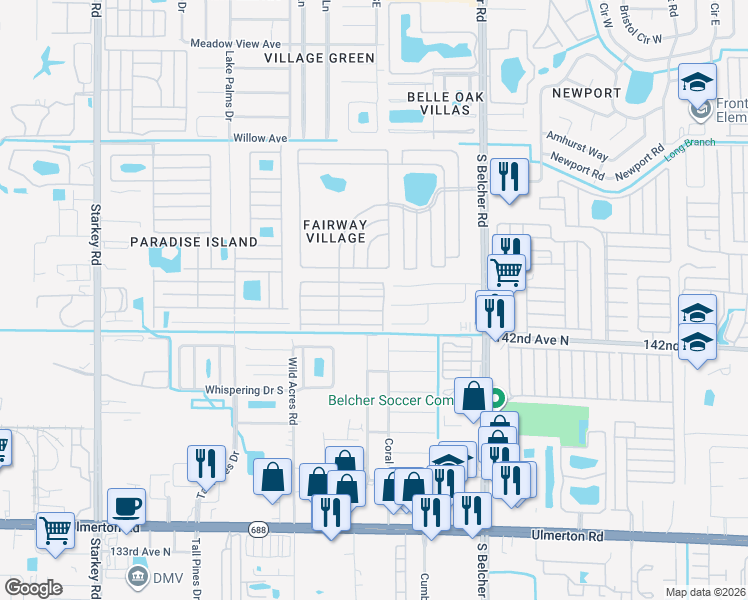 map of restaurants, bars, coffee shops, grocery stores, and more near 751 Slicer Road in Largo