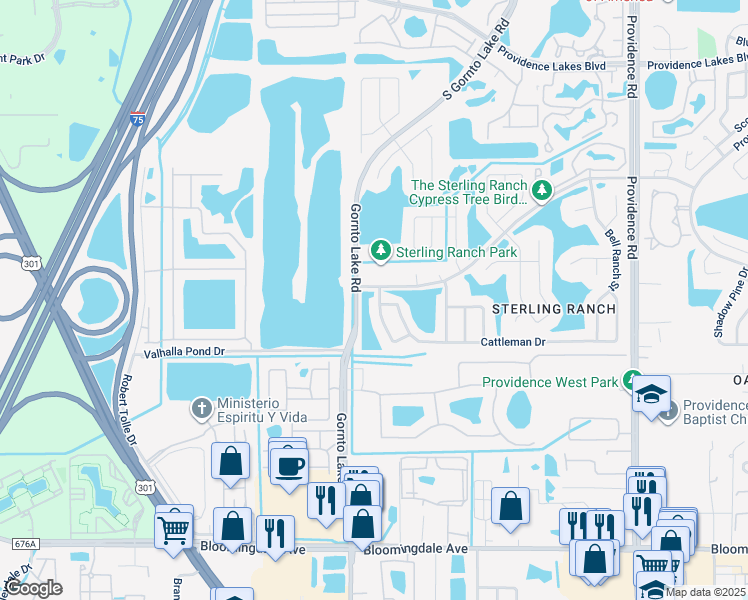 map of restaurants, bars, coffee shops, grocery stores, and more near 2007 Wrangler Drive in Brandon