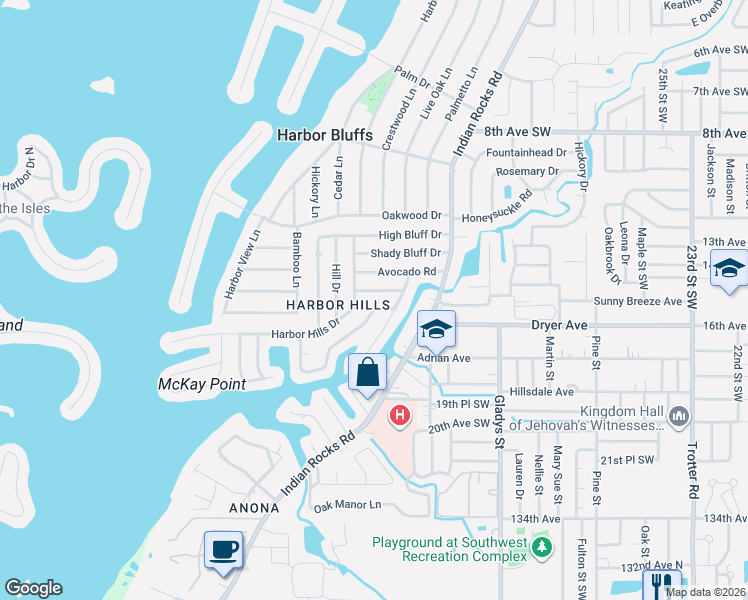 map of restaurants, bars, coffee shops, grocery stores, and more near 3717 McKay Creek Drive in Largo