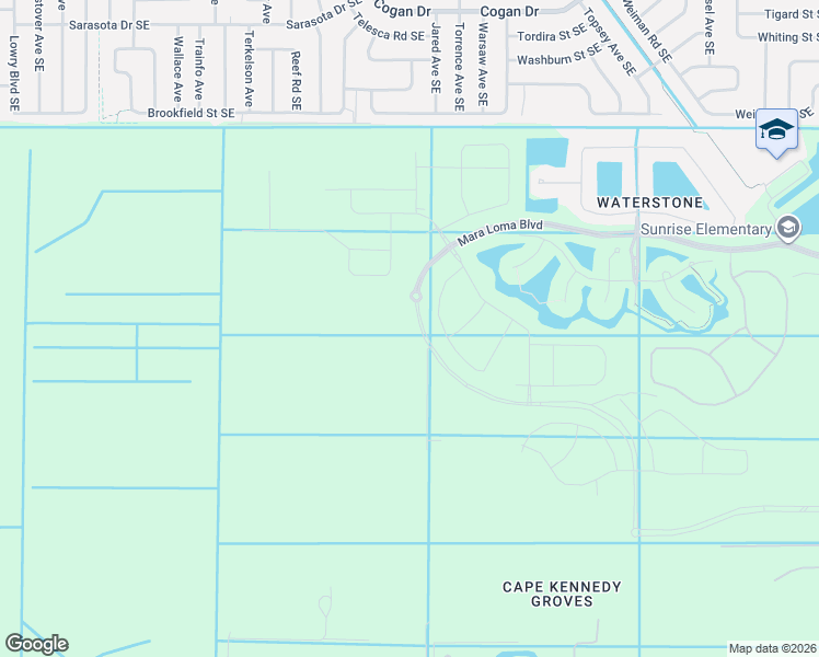 map of restaurants, bars, coffee shops, grocery stores, and more near 3484 Hyperion Way Southeast in Palm Bay