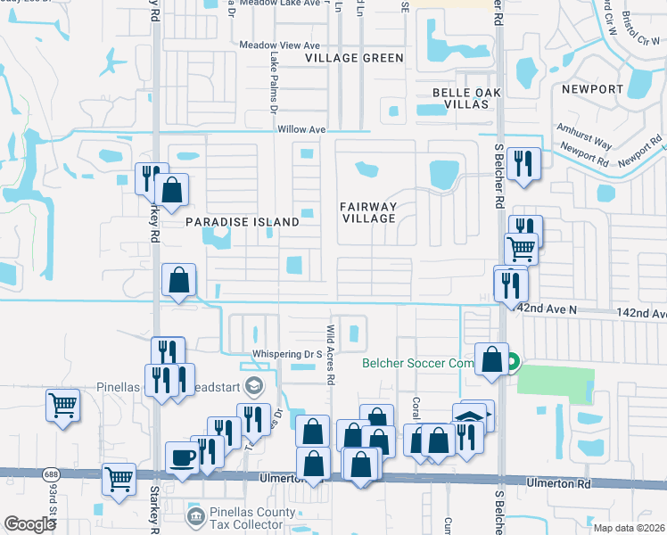 map of restaurants, bars, coffee shops, grocery stores, and more near 634-699 Slicer Road in Largo