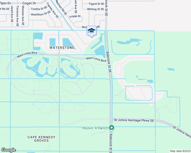 map of restaurants, bars, coffee shops, grocery stores, and more near 9087 Babcock Street Southeast in Palm Bay