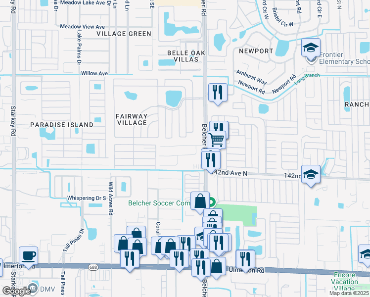 map of restaurants, bars, coffee shops, grocery stores, and more near 3853 15th Avenue in Largo