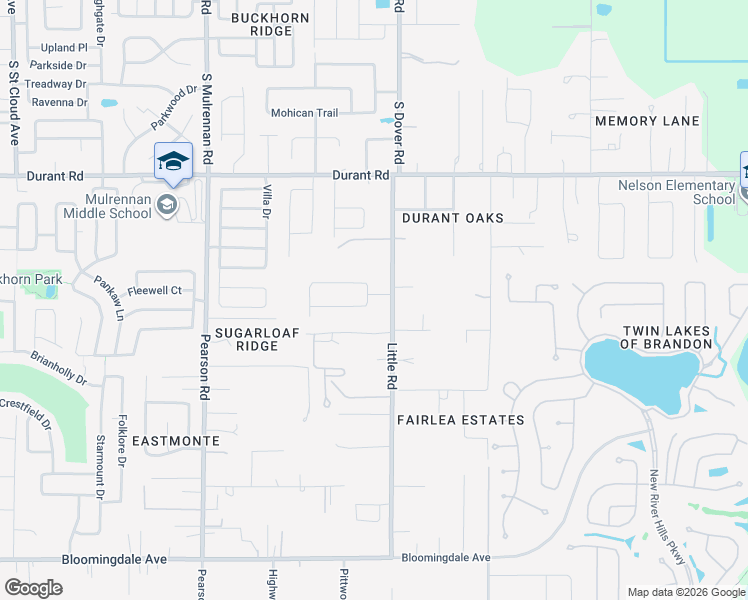 map of restaurants, bars, coffee shops, grocery stores, and more near 2842 Springdell Circle in Valrico