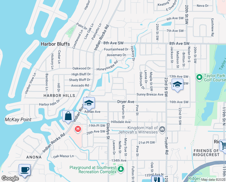 map of restaurants, bars, coffee shops, grocery stores, and more near 1411 Kennywood Drive in Largo