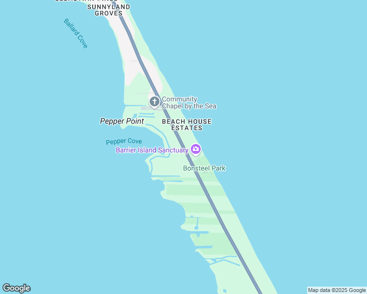 map of restaurants, bars, coffee shops, grocery stores, and more near 8385 South Highway A1A in Melbourne Beach