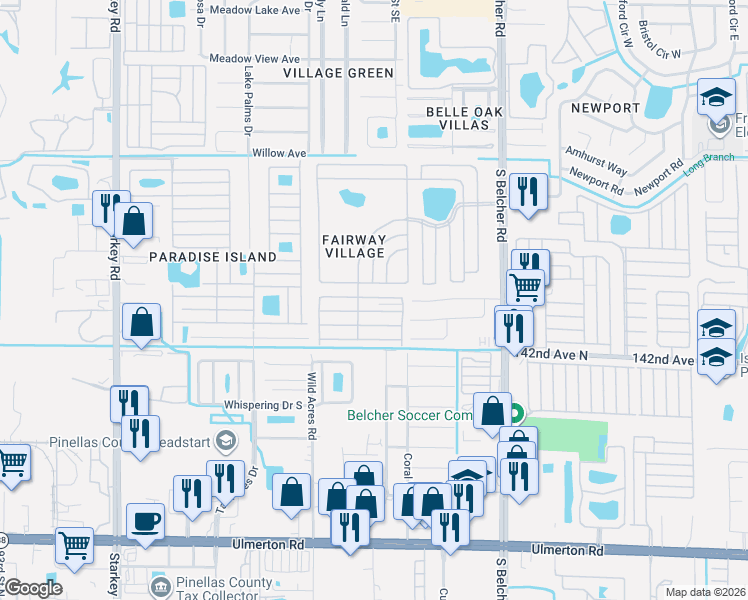 map of restaurants, bars, coffee shops, grocery stores, and more near 625-668 Fairway Blvd in Largo