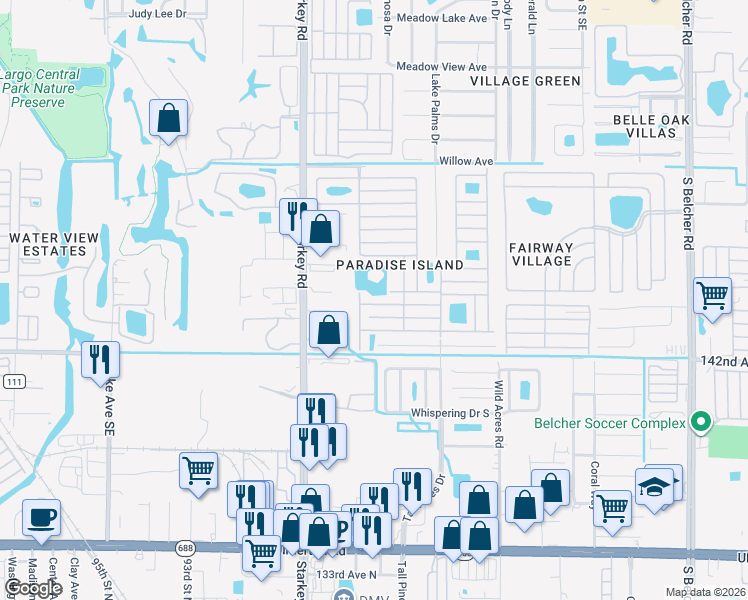 map of restaurants, bars, coffee shops, grocery stores, and more near Jamaica Aruba in Largo