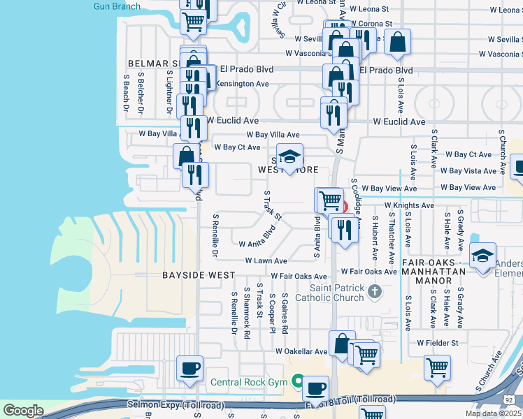 map of restaurants, bars, coffee shops, grocery stores, and more near 4013 South Trask Street in Tampa