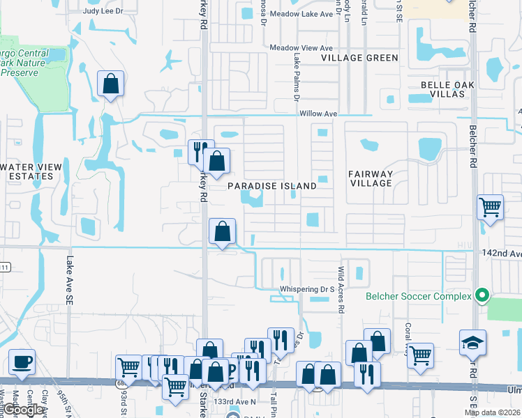 map of restaurants, bars, coffee shops, grocery stores, and more near Jamaica Aruba in Largo