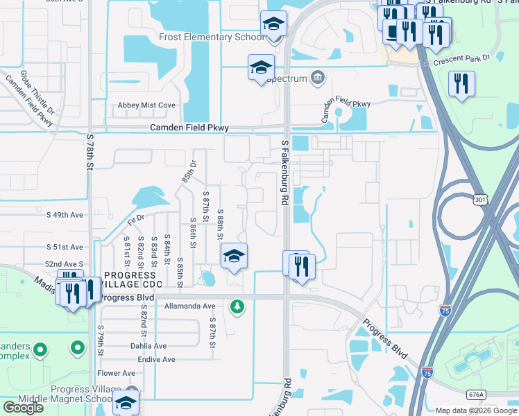 map of restaurants, bars, coffee shops, grocery stores, and more near 4947 White Sanderling Court in Tampa