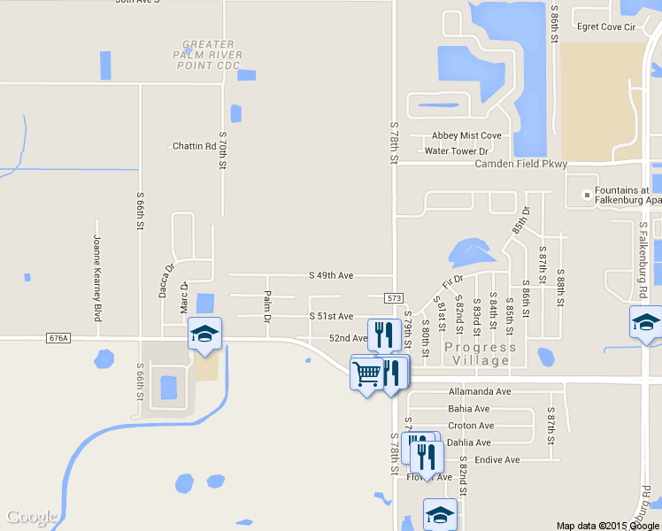 map of restaurants, bars, coffee shops, grocery stores, and more near 4821 South 78th Street in Tampa
