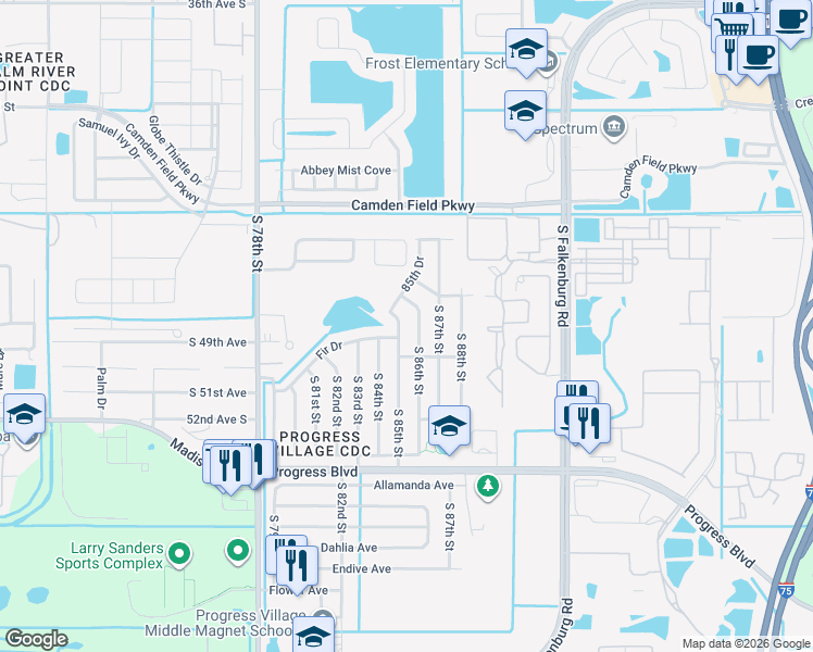 map of restaurants, bars, coffee shops, grocery stores, and more near 8221 Gumwood Avenue in Tampa