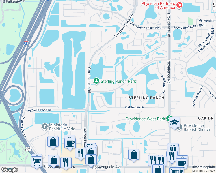 map of restaurants, bars, coffee shops, grocery stores, and more near 2461 Sagemont Drive in Brandon