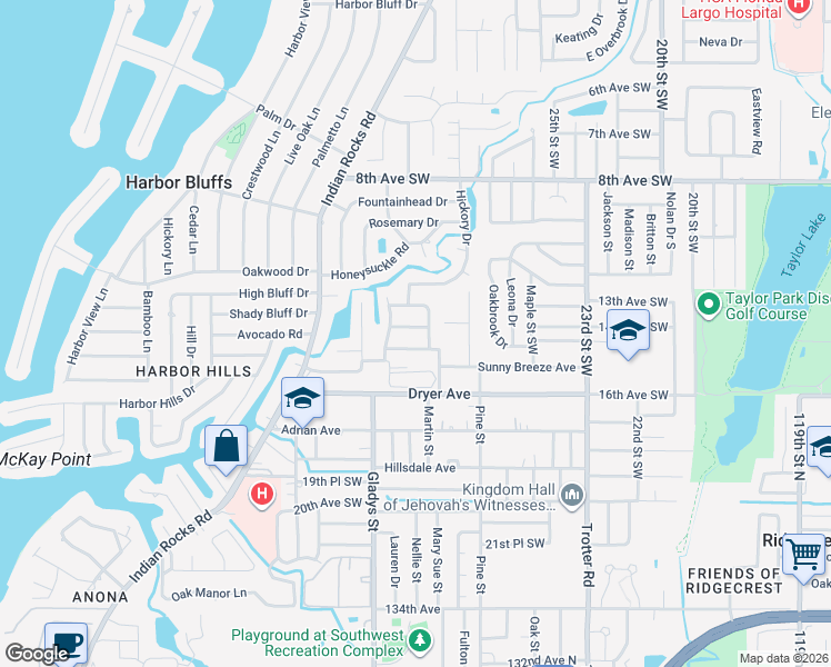 map of restaurants, bars, coffee shops, grocery stores, and more near 3061 Vernon Terrace in Largo