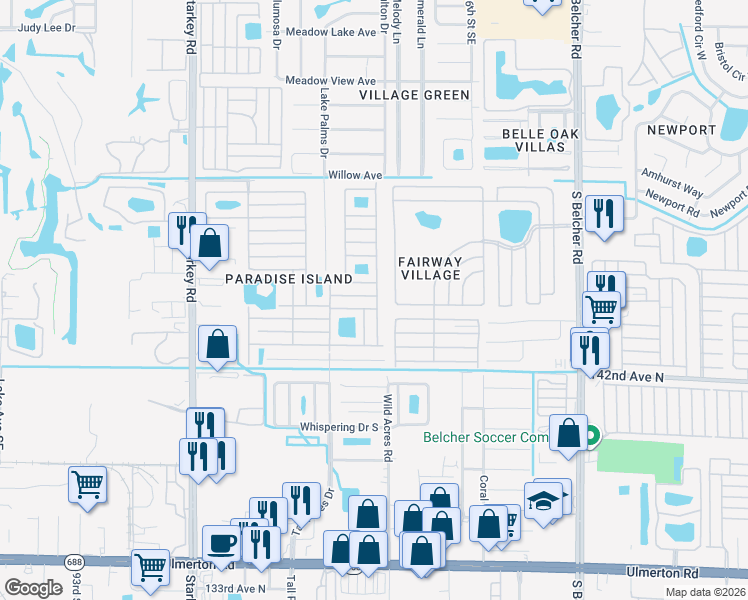map of restaurants, bars, coffee shops, grocery stores, and more near Grenada in Largo