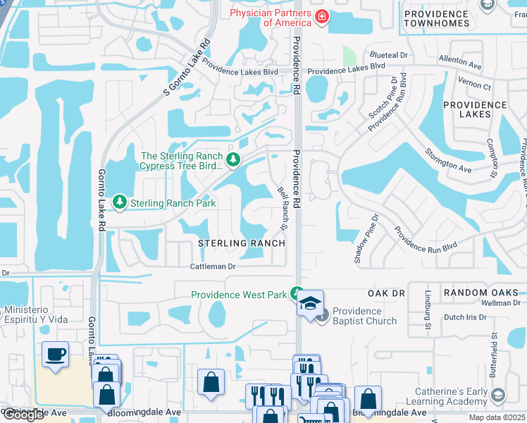 map of restaurants, bars, coffee shops, grocery stores, and more near 2015 Chelam Way in Brandon